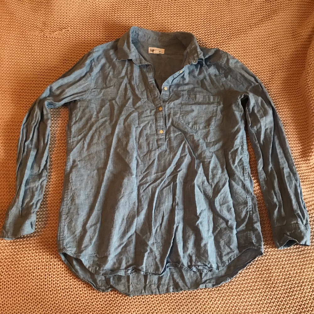 GAP linen cotton blend blue top